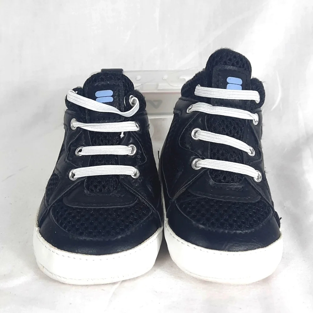 Fila Baby Crib Shoes Size 6-12 Months Black White NEW